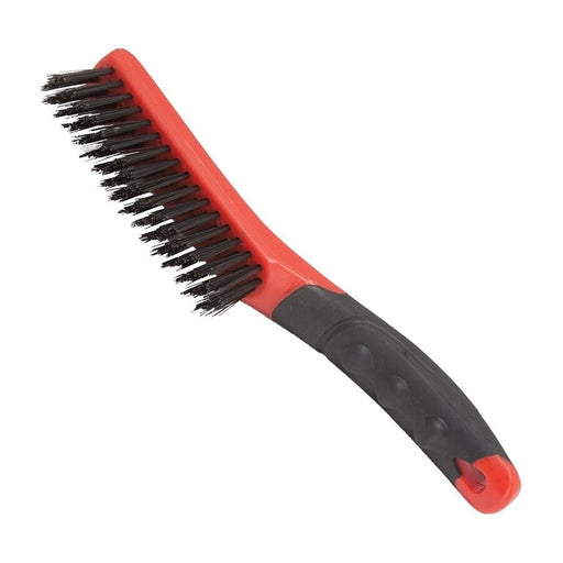4 ROWS Wire Brush Scraper Steel Cleaning Soft Ergo Grip Handle Welding Slag Rust - FISHER DISCOUNT