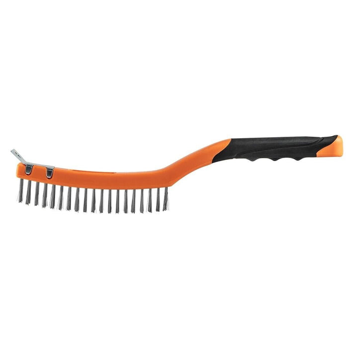 PK Tools -  35cm (14”) 3 ROW STEEL WIRE BRUSH with SCRAPER