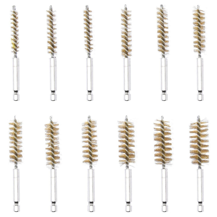 38pc Industrial Wire Brush Set |1/4" Hex Shank Long Ext. Stainless Steel Nylon - FISHER DISCOUNT