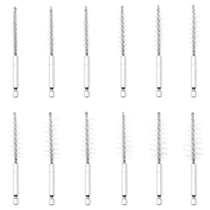 38pc Industrial Wire Brush Set |1/4" Hex Shank Long Ext. Stainless Steel Nylon - FISHER DISCOUNT