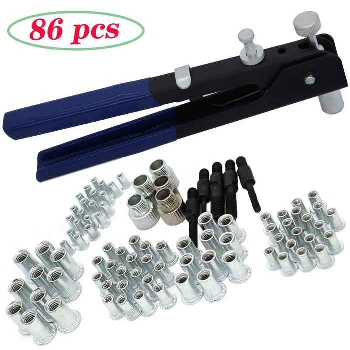 PK TOOLS 86PC Set Nut Rivet Wrench Riveter w/ Rivet Nut Inserts M3-M8