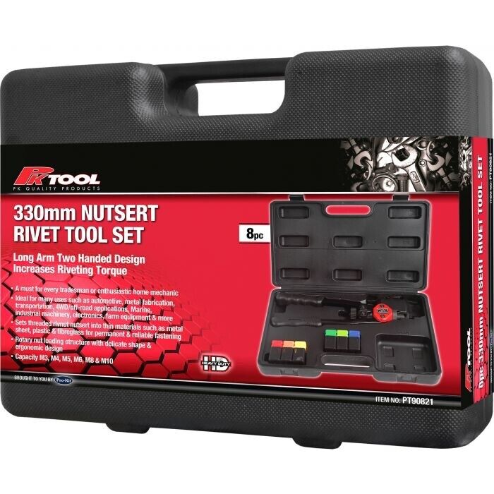 PK Tool 7 Pcs  330mm Nutsert Rivet Tool Set Nutserts Mandrels M3, M4, M5, M6, M8