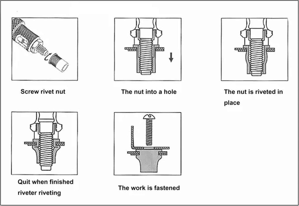 PK Tool 7 Pcs  330mm Nutsert Rivet Tool Set Nutserts Mandrels M3, M4, M5, M6, M8