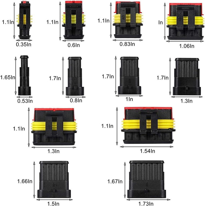 240Pcs Car Automotive Electrical Wire Connector Plug 1-6 Pin Waterproof Kit Set