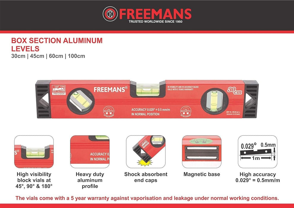 PROMagnetic Spirit Level Easy Read 3 Angles Accuracy Leveler Wood Work Tool 60cm