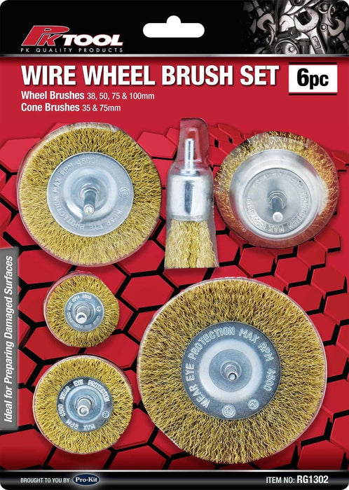 6pc Wire Brush Set Wheel Brushes Brass Coated Brush Wheel Rotary Cleaning Drill