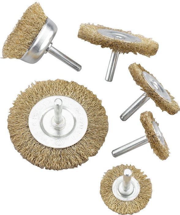 6pc Wire Brush Set Wheel Brushes Brass Coated Brush Wheel Rotary Cleaning Drill