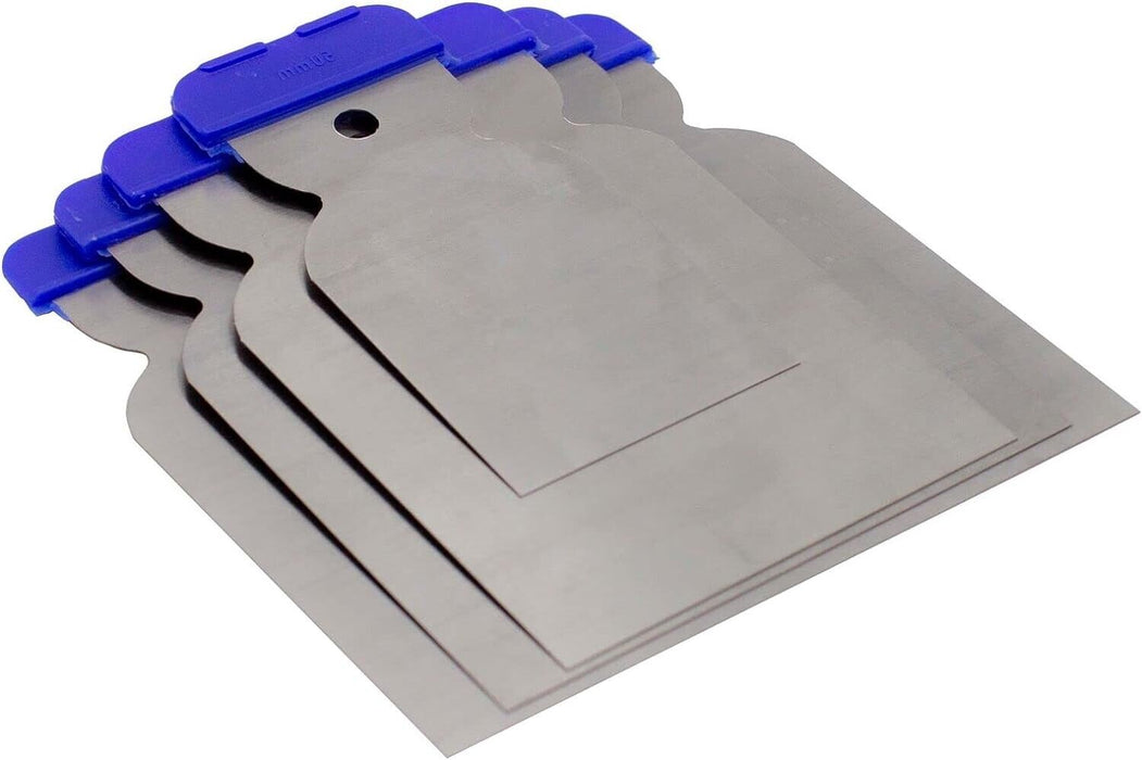 PK TOOLS 4pcs Car Body Filler Putty Paint Scrapers Spreader Set Steel Blade