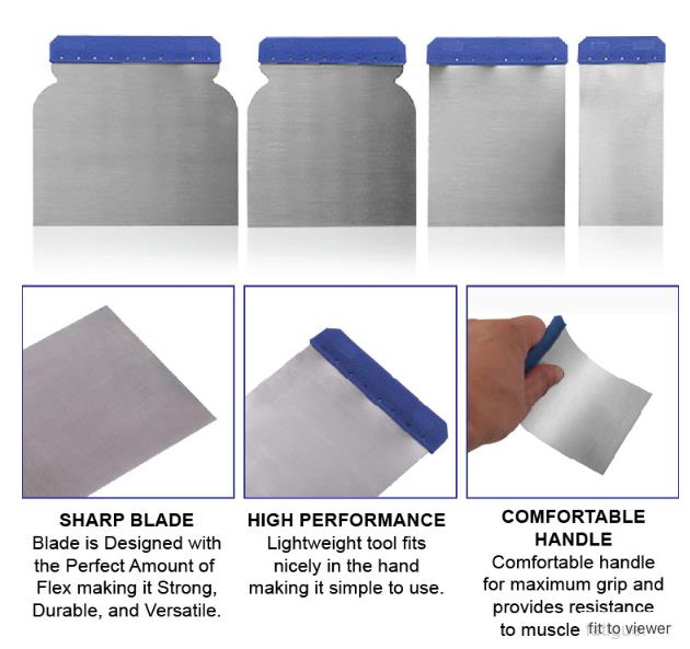 PK TOOLS 4pcs Car Body Filler Putty Paint Scrapers Spreader Set Steel Blade