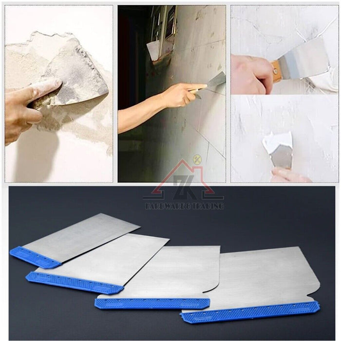 PK TOOLS 4pcs Car Body Filler Putty Paint Scrapers Spreader Set Steel Blade