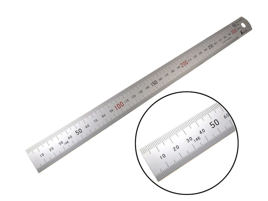 PK TOOLS  300MM ZERO CENTRE DOUBLE SIDED STAINLESS STEEL RULER 300SP