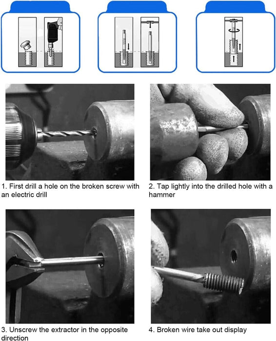 6PCS Damaged Screw Bolt Extractor Ezy Out Set Easy Broken Screw Remover Kit Tool