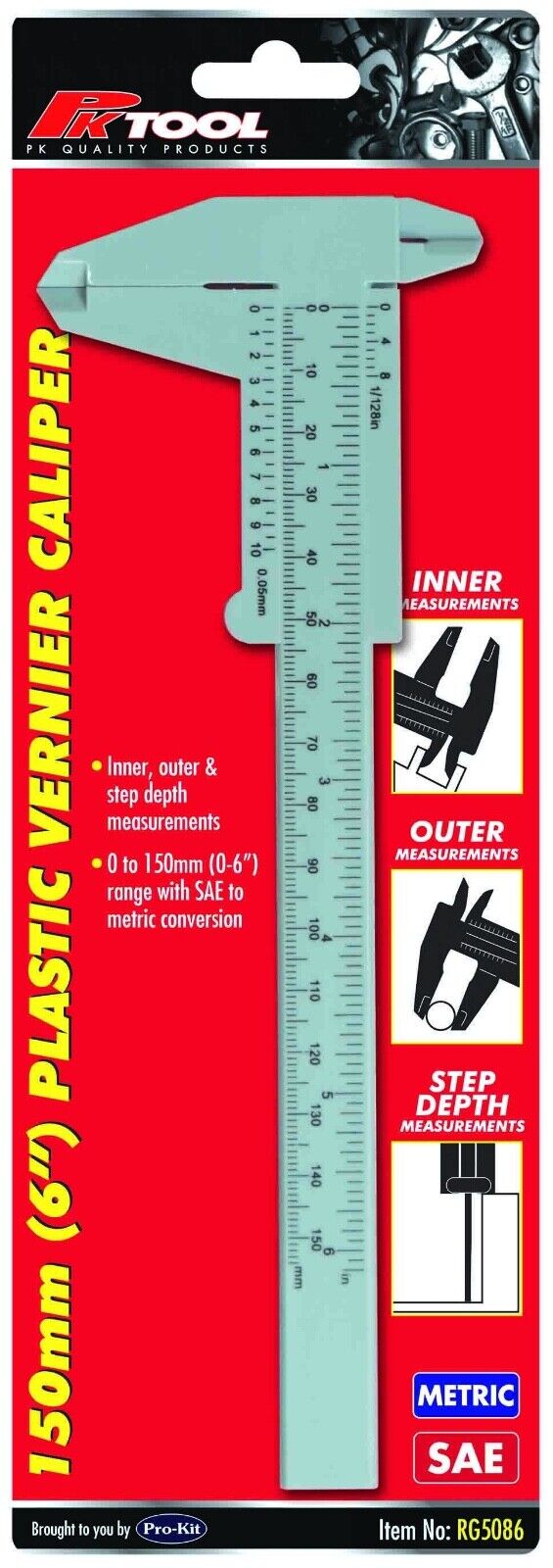 Plastic Vernier Caliper Gauge Ruler Micrometer Measuring 150mm 6 ...