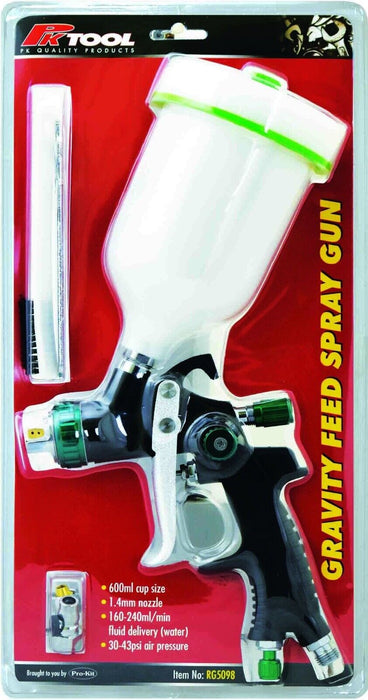 PK TOOLS  600mmL Composite HVLP Air Spray Gun Detail Paint Sprayer 1.4mm