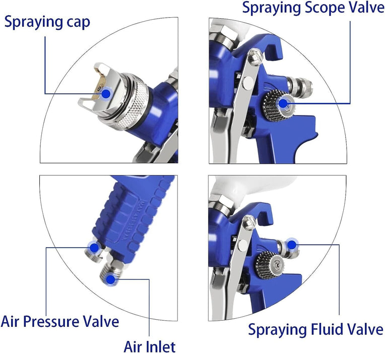 PK TOOLS 0.8mm Mini HVLP Air Spray Gun Airbrush Kit Gravity Feed Paint Sprayer