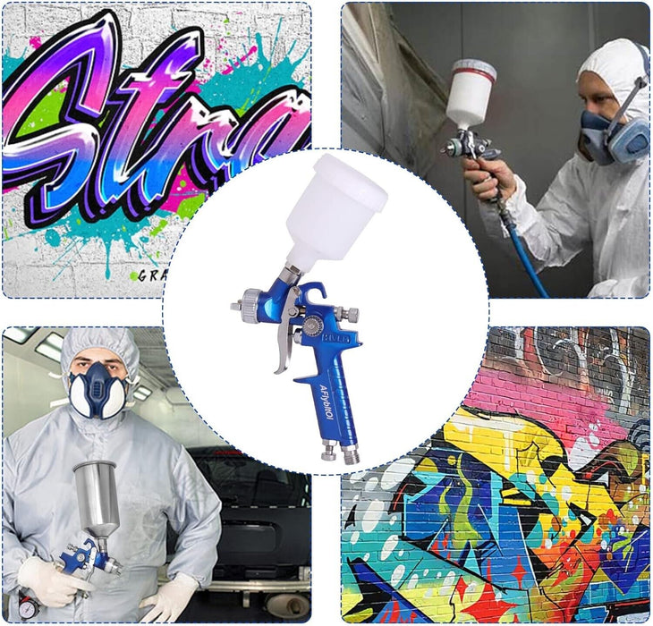 PK TOOLS 0.8mm Mini HVLP Air Spray Gun Airbrush Kit Gravity Feed Paint Sprayer