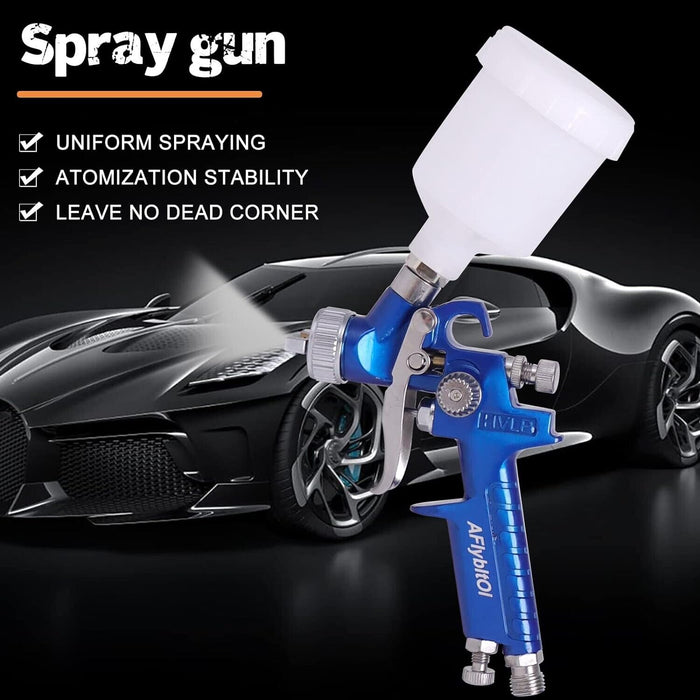 PK TOOLS 0.8mm Mini HVLP Air Spray Gun Airbrush Kit Gravity Feed Paint Sprayer