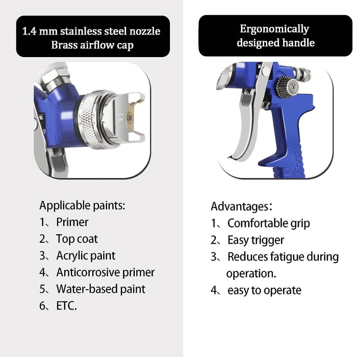 PK TOOLS 0.8mm Mini HVLP Air Spray Gun Airbrush Kit Gravity Feed Paint Sprayer