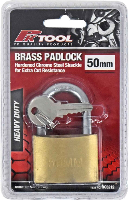 PK TOOLS 25-50mm Brass Padlock Long Shackle Anti-theft Lock Cut Resistance