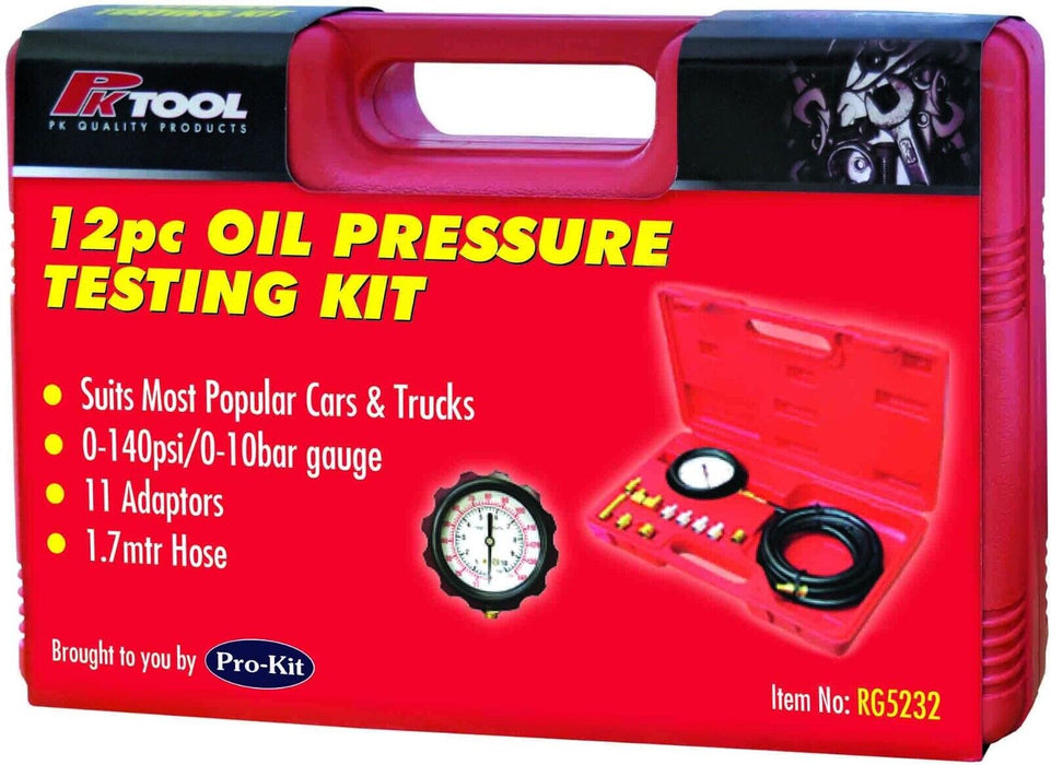 PRO 12pcEngine Oil Pressure Test Tool Kit Tester Gauge Diagnostic Auto Tools set