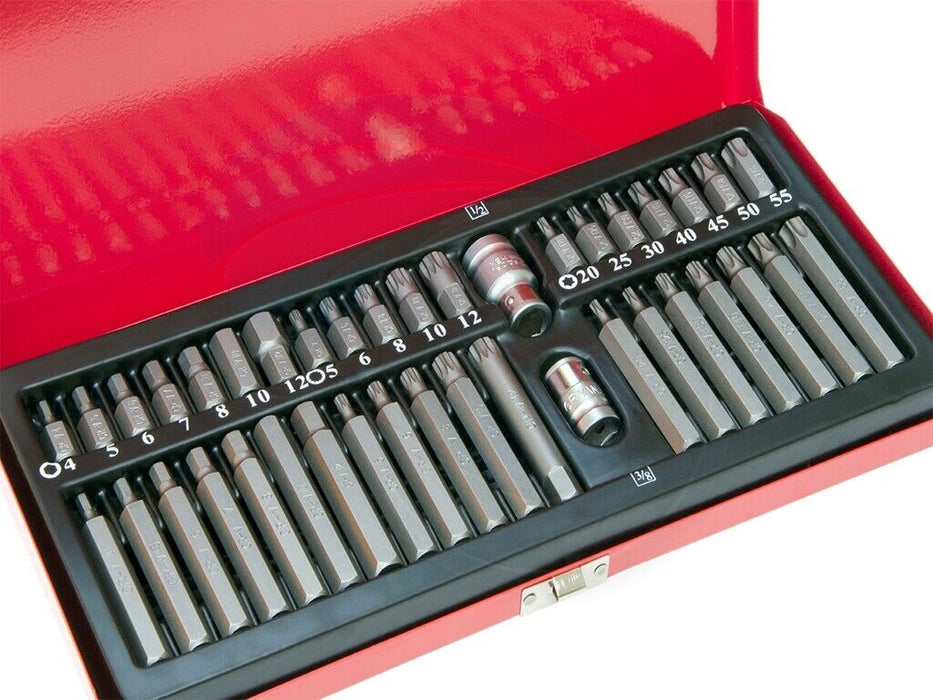 PK TOOLS 40pc Power Bit Set Star Spline Hex Torx Torque Bits 3/8" 1/2" Adapters