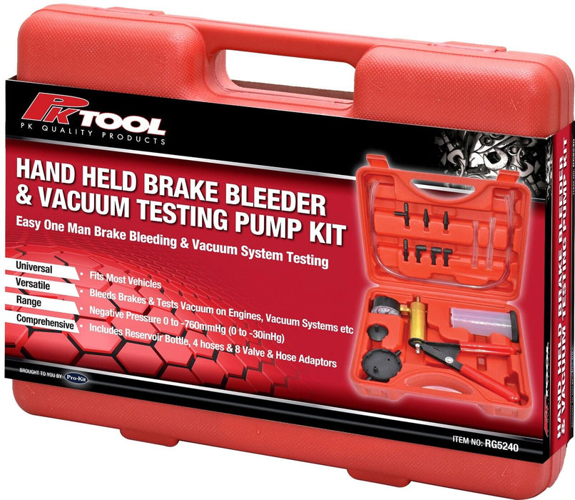 PRO 19pcHand Held Vacuum Pump Brake Bleeder Bleed test Tool Kit Jar Car Bike Set