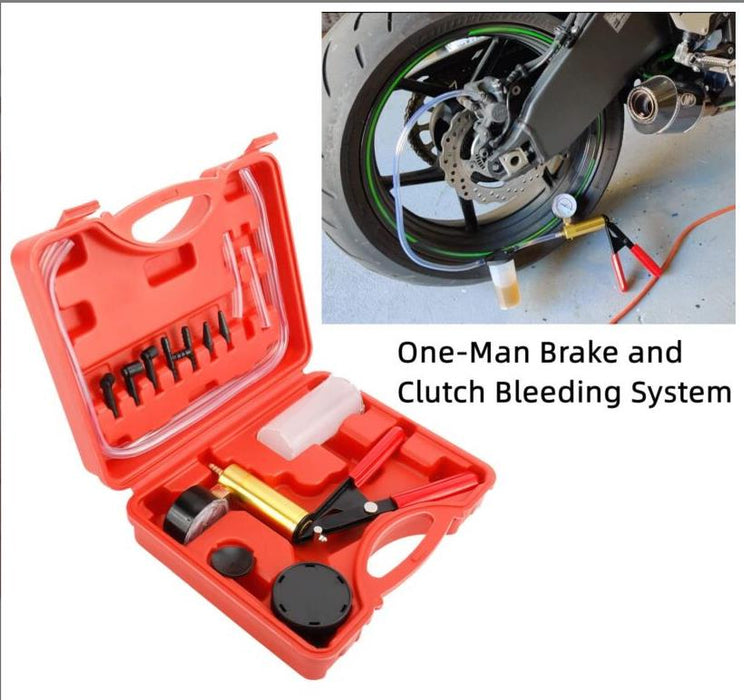 PRO 19pcHand Held Vacuum Pump Brake Bleeder Bleed test Tool Kit Jar Car Bike Set