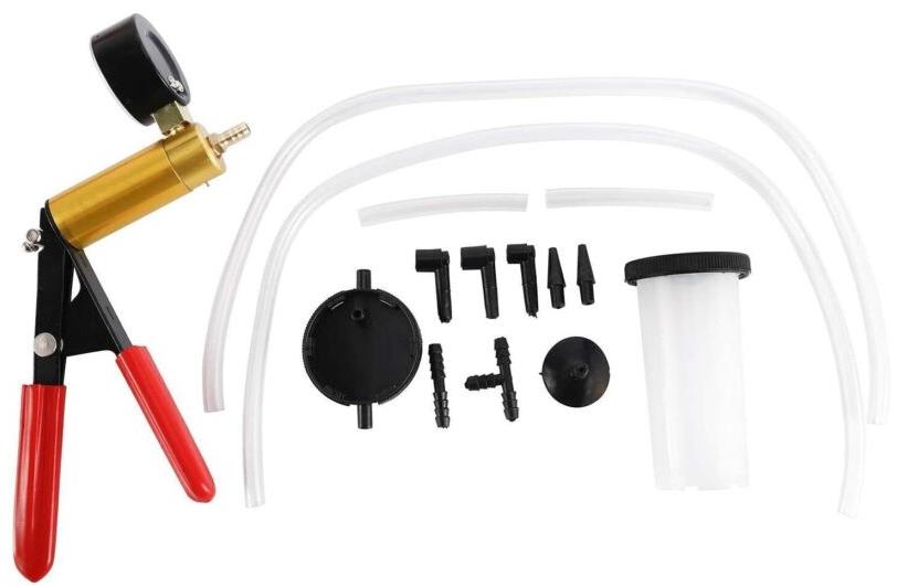 PRO 19pcHand Held Vacuum Pump Brake Bleeder Bleed test Tool Kit Jar Car Bike Set