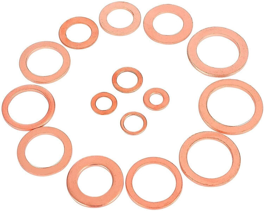 150x 15 Sizes Solid Copper Washers Sump Plug Seal Set Assorted Kit with Box AU