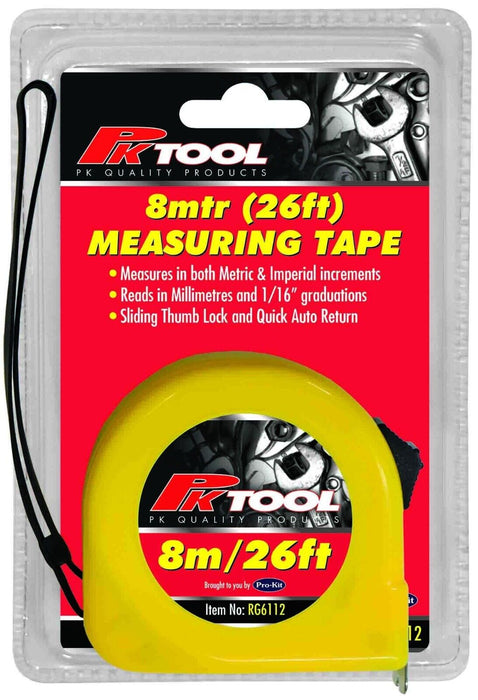 PK TOOLS ® Tape Measure PRO 8m Metric Trade Full Size Tylon Quality 8Mtr