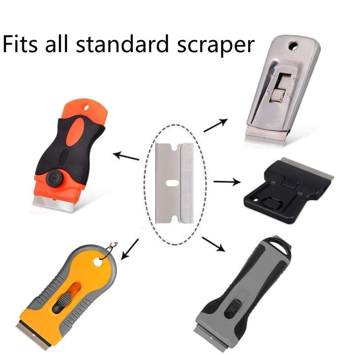 100PC Safety Scraper Razor Blade Box Cutter Paint Window Oven Glass Blades