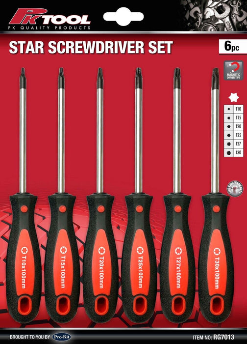 PK TOOLS 6pc Magnetic STAR SCREWDRIVER SET T10, T15, T20, T25, T27 & T30