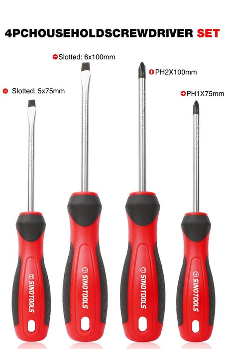 PK TOOLS  4pc Screwdriver Set Rubber Grip Magnetic Tips DIY Tradies Repairs