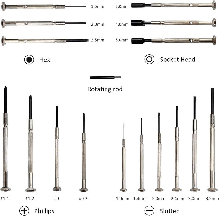 PK TOOLS 16PC Mini Precision Screwdriver Set Watch Jewelry Glasses Electronic