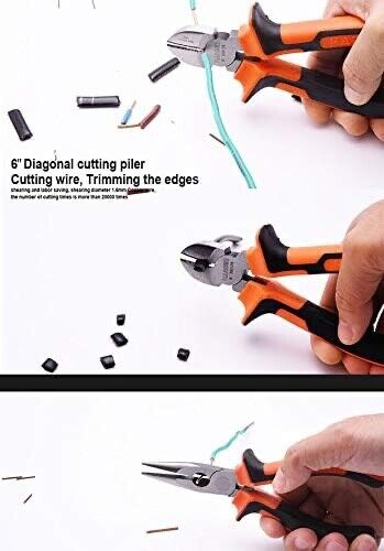 PK TOOLS 3PC 6" 150mm Long Nose Pliers Combination Pliers Cutting Pliers set