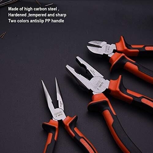 PK TOOLS 3PC 6" 150mm Long Nose Pliers Combination Pliers Cutting Pliers set