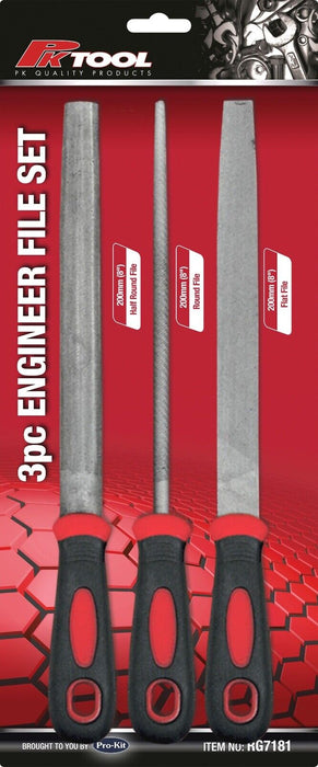 PK TOOLS 200mm Steel File Set 3 Pc Carpenter Professional ENGINEEERS Tools DIY