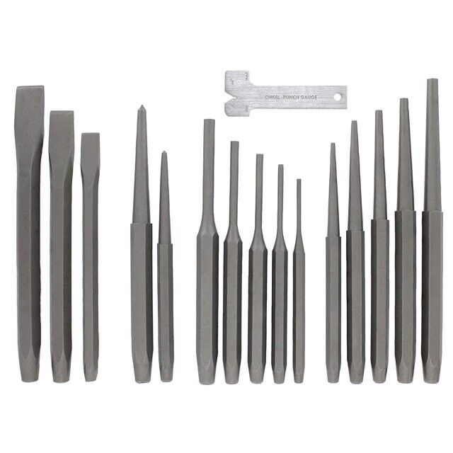 PK TOOLS 16PC Cold Chisel Set Pin Tapered Centre Punch Gauge  Metal & Wood Work