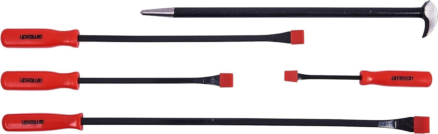 PKTOOL 5PC HEAVY DUTY PRY BAR WRECKING CROW BAR ROLL BAR SET JUMBO CROWBAR JEMMY