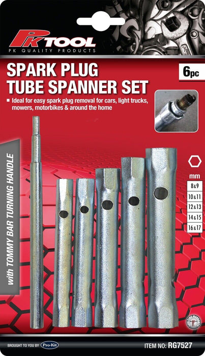 PK TOOLS 6PC Tube Bar Spark Spanner Set 8, 9, 10, 11, 12, 13, 14, 15, 16 & 17mm