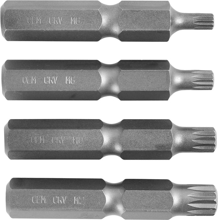 PK Tool 4PCS 1/2" Dr Hex Spline Bits Set M6 M8 M10 & M12 12 Point Head - FISHER DISCOUNT