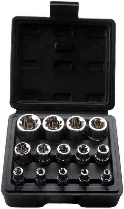 PK TOOLS 14pcs Star Socket Set Torx Torq Torque Bits External Female E4-E24