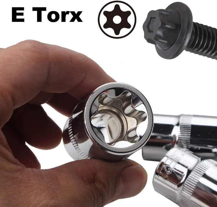 PK TOOLS 14pcs Star Socket Set Torx Torq Torque Bits External Female E4-E24