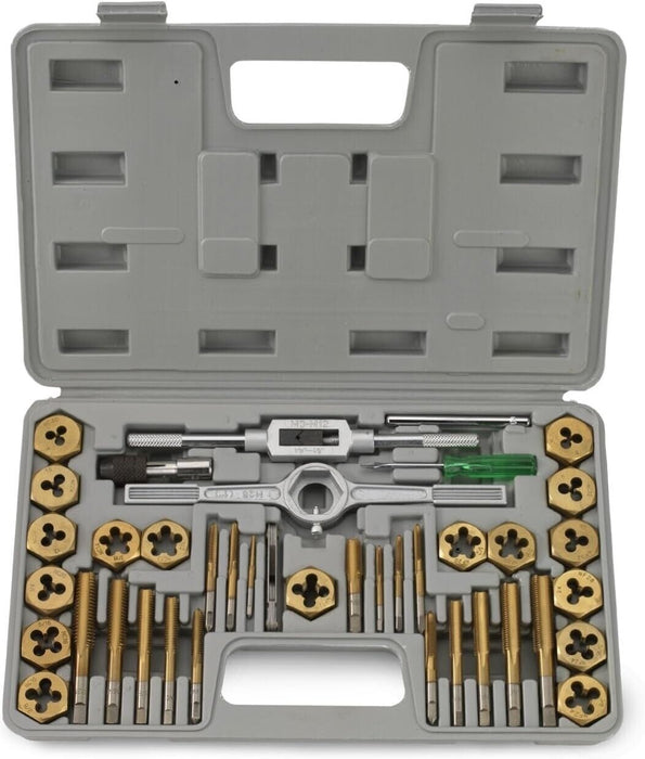 PK TOOLS 40Pc Tap And Die Set SAE Screw Screwdriver Thread Drill W/t Pitch Gauge