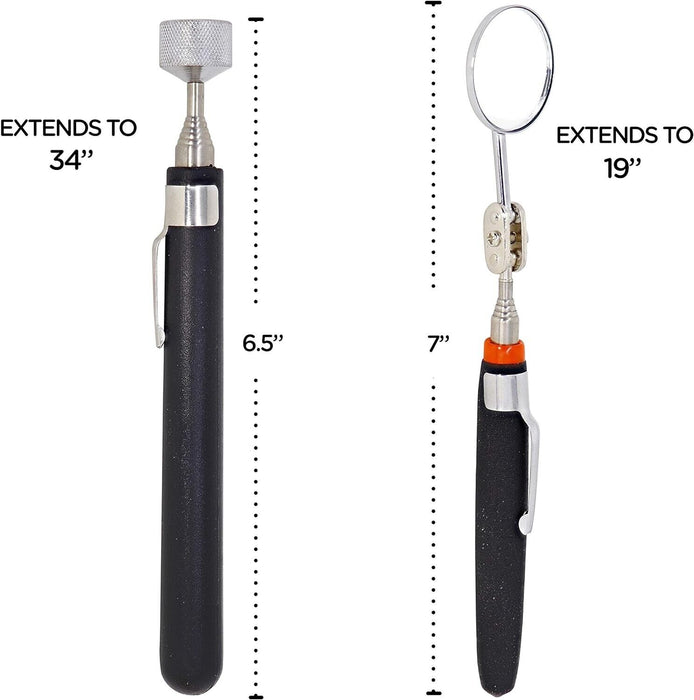 PK TOOLS 3pc Kit Magnetic Tray Telescopic Pick Up Tool Inspection Mirror Set