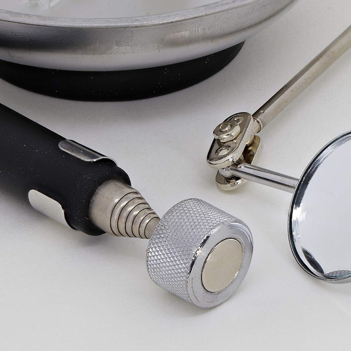 PK TOOLS 3pc Kit Magnetic Tray Telescopic Pick Up Tool Inspection Mirror Set