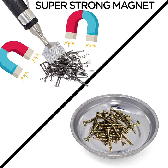 PK TOOLS 3pc Kit Magnetic Tray Telescopic Pick Up Tool Inspection Mirror Set