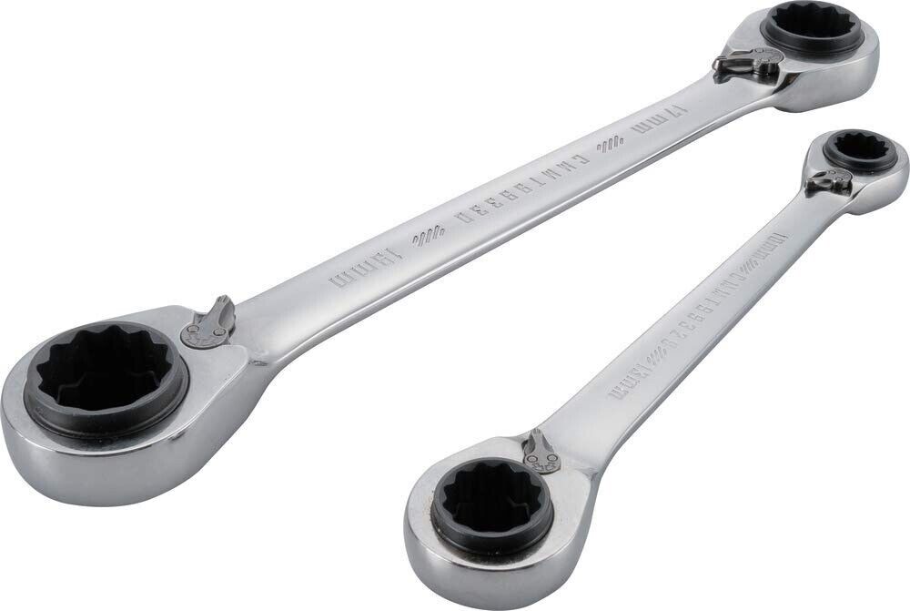 PK TOOLS Reversible Double End 12PTRatchet BOX Wrench Ring Spanner 4 Size 8-19mm