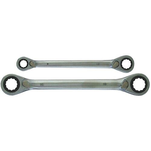 PK TOOLS Reversible Double End 12PTRatchet BOX Wrench Ring Spanner 4 Size 8-19mm