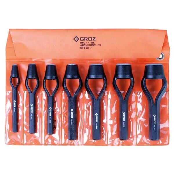 GROZ Hollow Wad ARCH Punch Set 7Pce RENNSTEIG Automotive Trade Quality 6-25mm